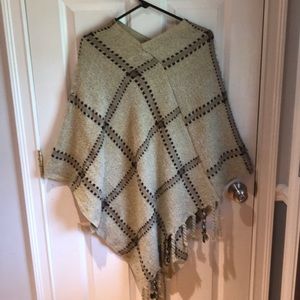 Khaki, brown & black poncho